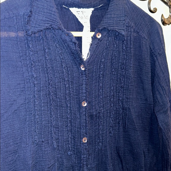 FREE PEOPLE ONE "DREW" TUXEDO SHIRT LONG SLEEVE 100% COTTON SIZE MEDIUM - Picture 3 of 6